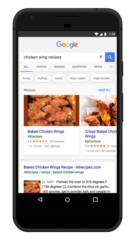Google recipes: nuova funzionalità di Google